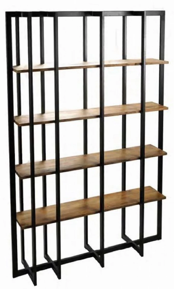 Luxus Regalschrank Braun / Schwarz 140 x 35 x H. 200 cm - Wohnzimmerschrank - Bücherschrank - Luxus Möbel