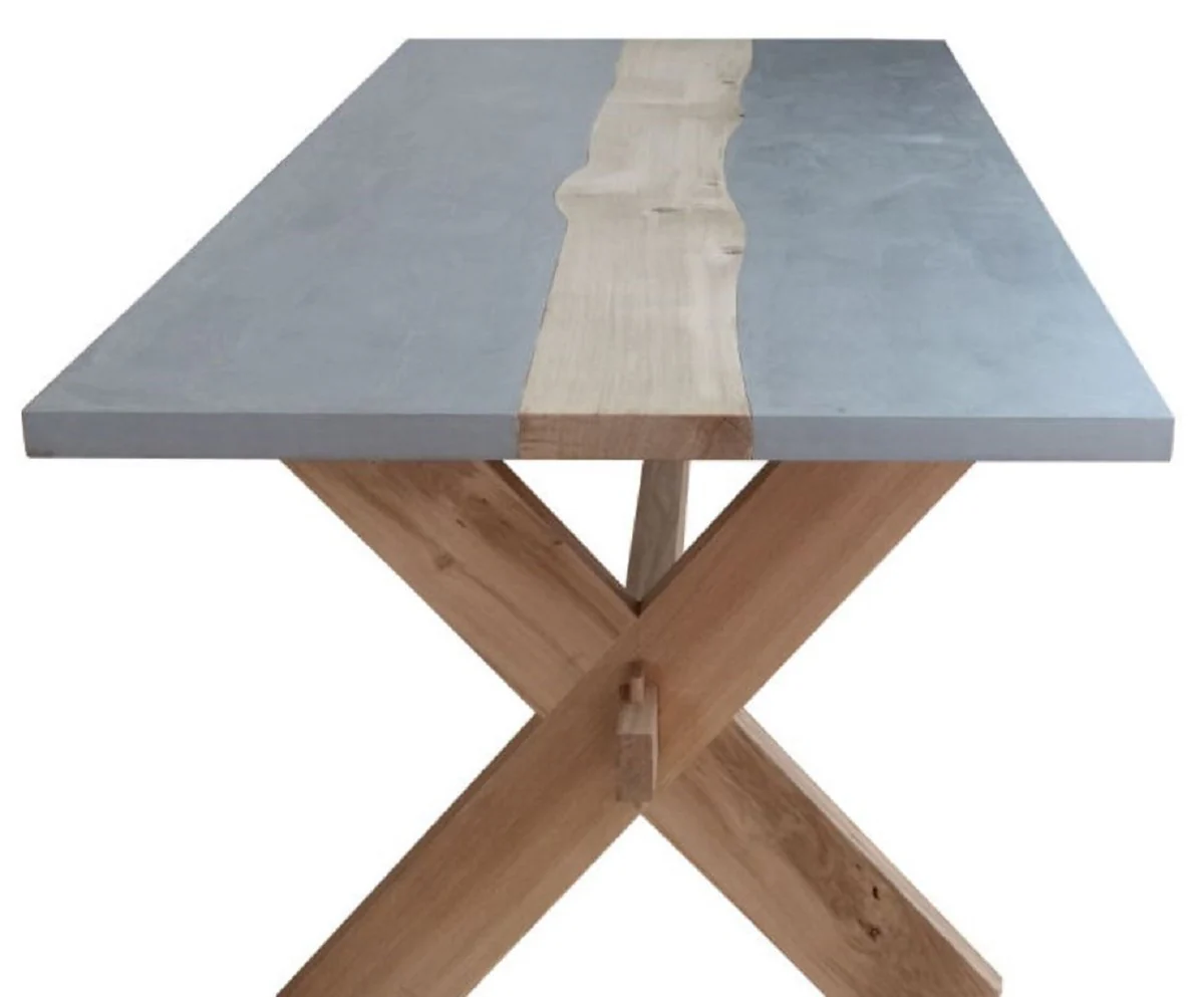 Landhausstil Esstisch Grau / Naturfarben 240 x 100 x H. 78 cm - Landhausstil Küchentisch - Landhausstil Gartentisch - Landhausstil Esszimmer & Garten Möbel