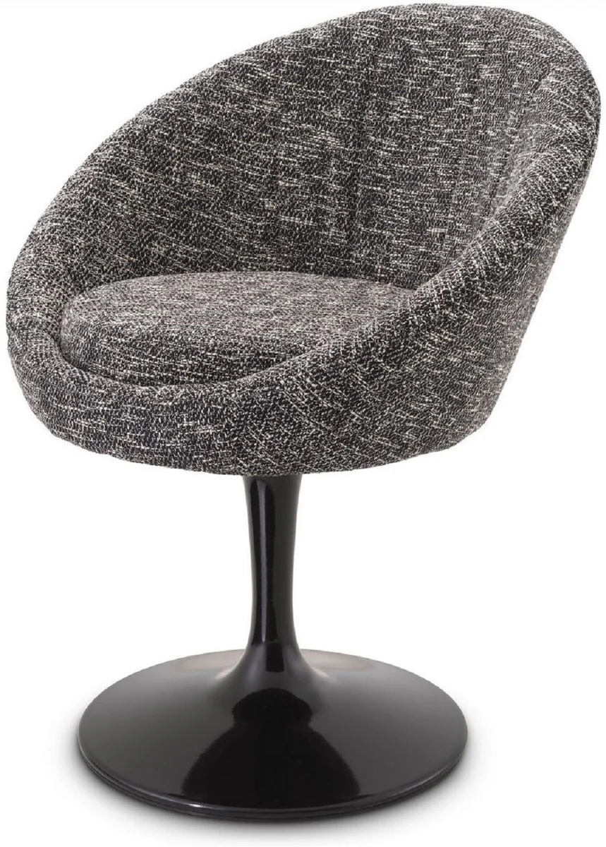 Luxus Esszimmerstuhl Schwarz 67 x 57 x H. 78,5 cm - Drehstuhl im 60er Jahre Design - Luxus Esszimmer Möbel