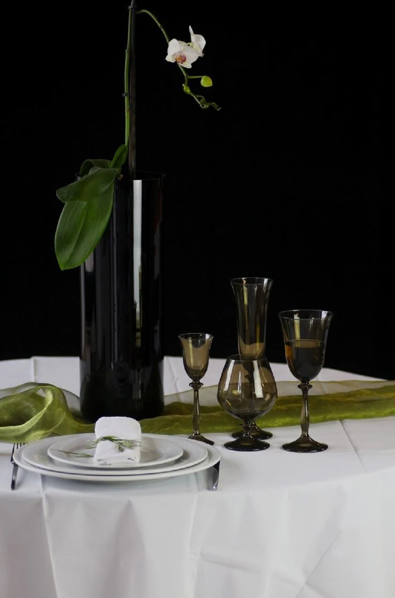 Luxus Barock Weißweinglas 6er Set Bernsteinfarben Ø 8,5 x H. 21 cm - Handgefertigte Weingläser - Hotel & Restaurant Accessoires - Luxus Qualität