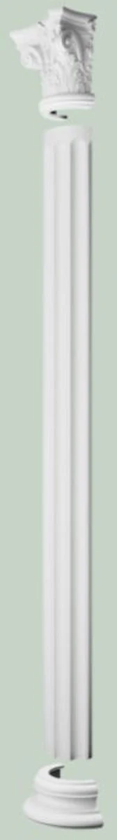 Barock Zierelement Säulen Kopfteil Weiß 36 x 18 x H. 30 cm - Prunkvolle Wanddeko - Barock Deko