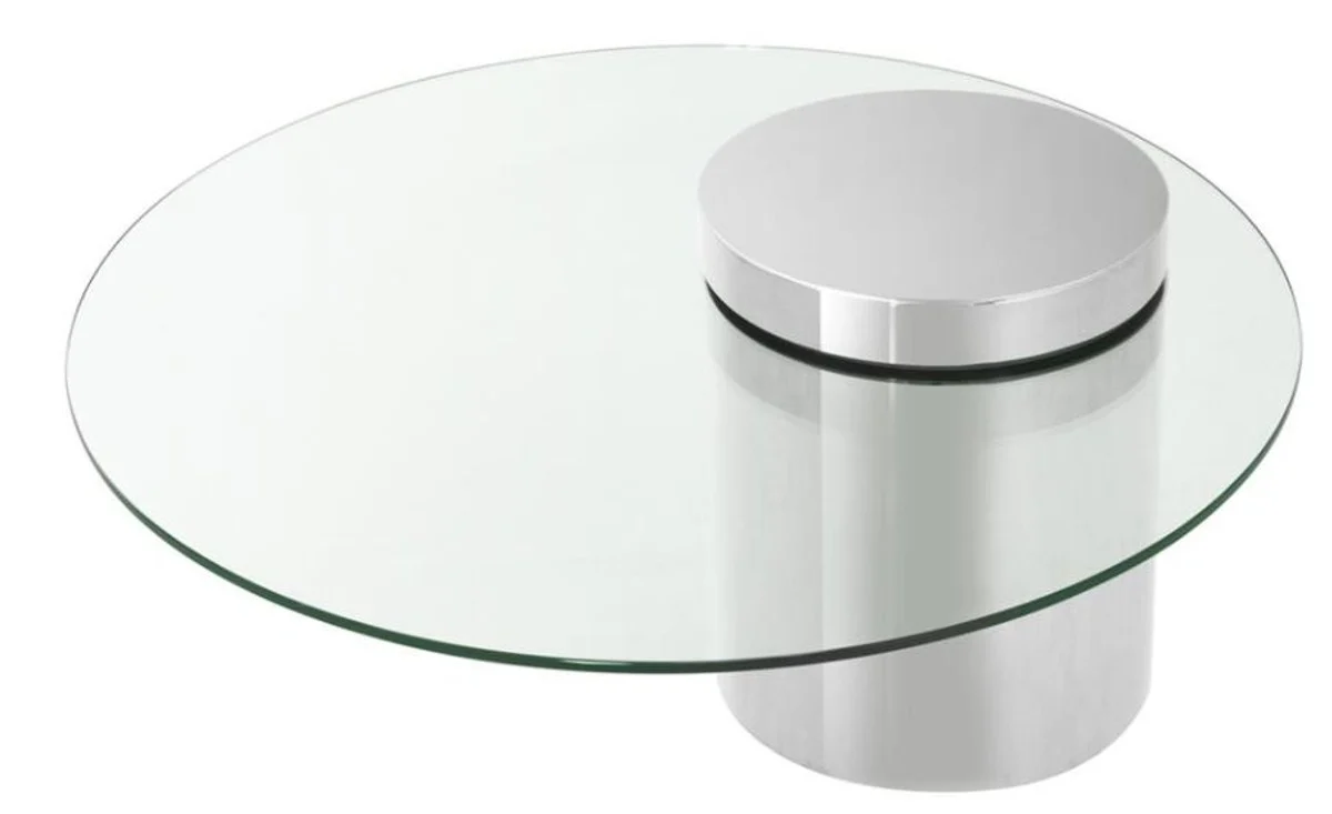 Designer Couchtisch Silber 90 x H. 43 cm - Luxus Kollektion