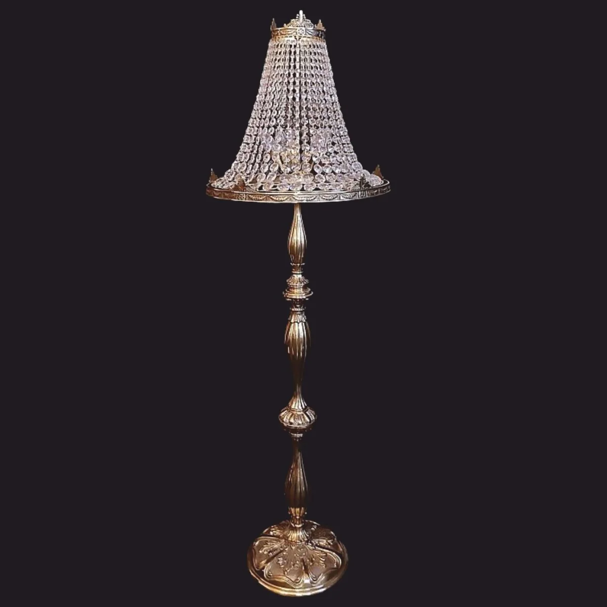 Luxus Barock Kristallglas Stehleuchte Messing H. 162 cm - Barock Leuchten