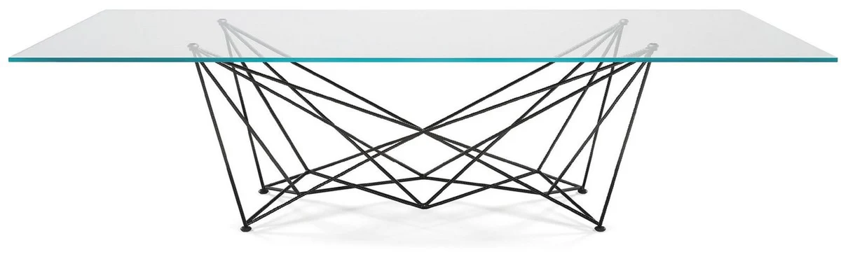 Luxus Esstisch mit Glasplatte Schwarz - Verschiedene Größen - Made in Italy