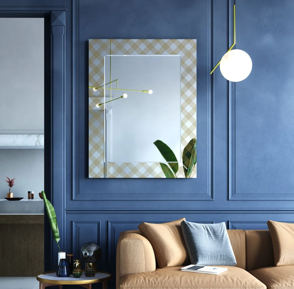 Designer Wandspiegel Bronze 98 x H. 125 cm - Wohnzimmer Spiegel - Garderoben Spiegel - Luxus Möbel