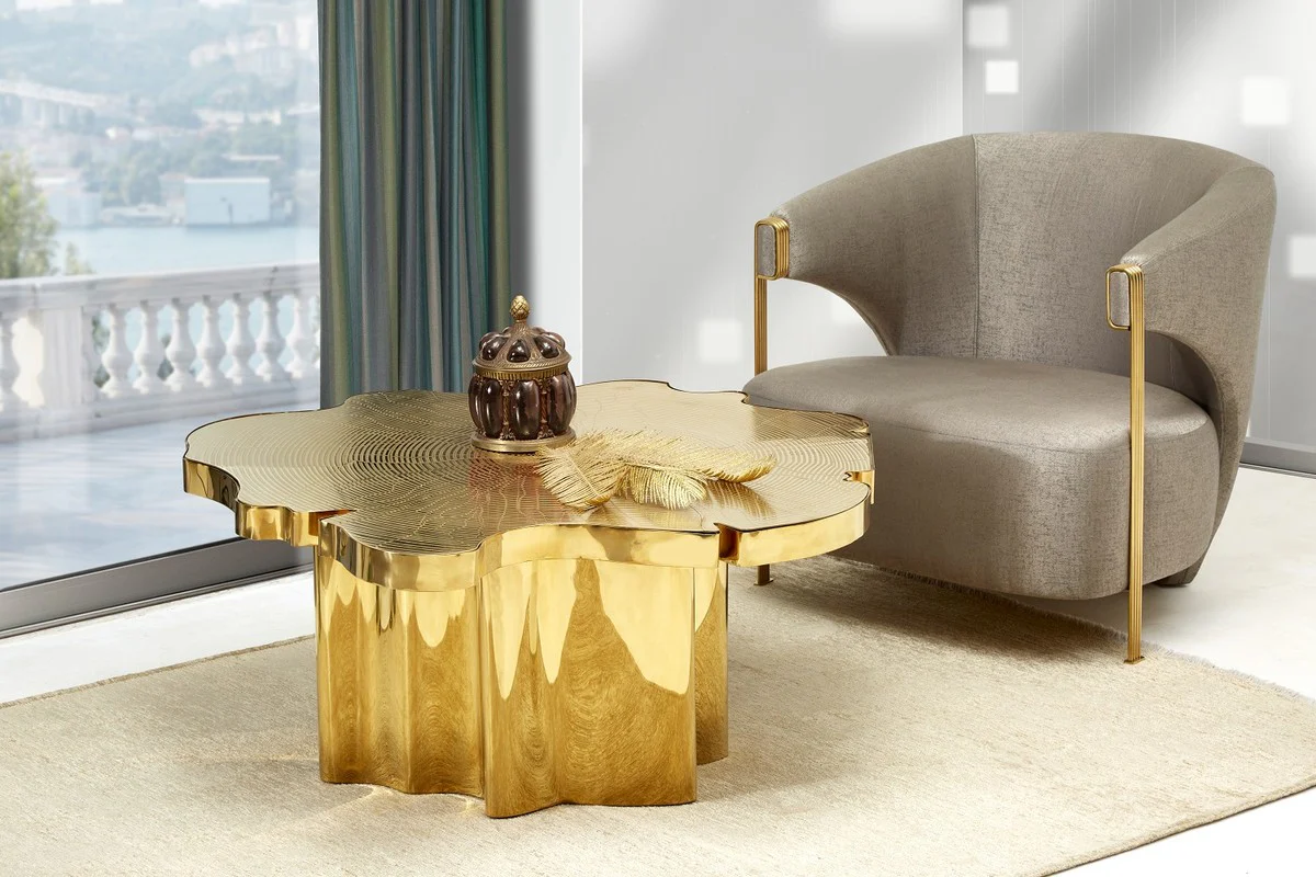 Luxus Couchtisch Gold 105 x 109 x H. 45 cm - Edelstahl Wohnzimmertisch - Luxus Wohnzimmer & Hotel Möbel