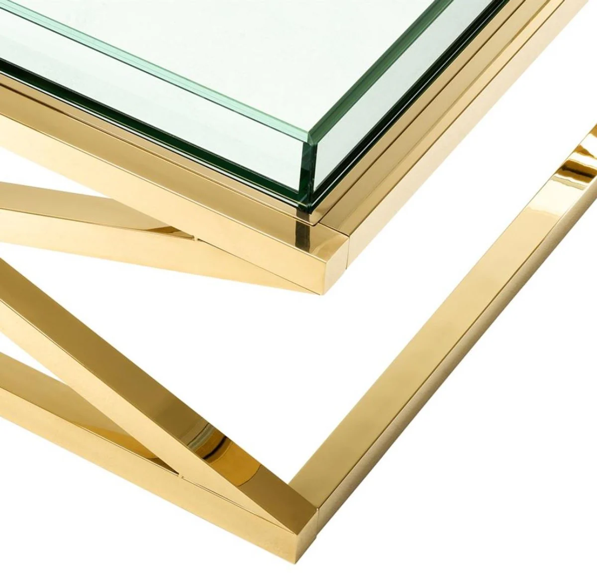 Luxus Couchtisch / Wohnzimmertisch Gold 100 x 100 x H. 46,5 cm - Hotel Möbel