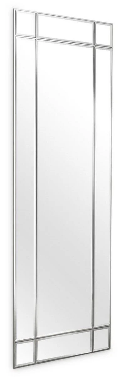 Luxus Wandspiegel Silber 78,5 x 3,5 x H. 215,5 cm - Wohnzimmer Spiegel - Schlafzimmer Spiegel - Garderoben Spiegel - Luxus Möbel