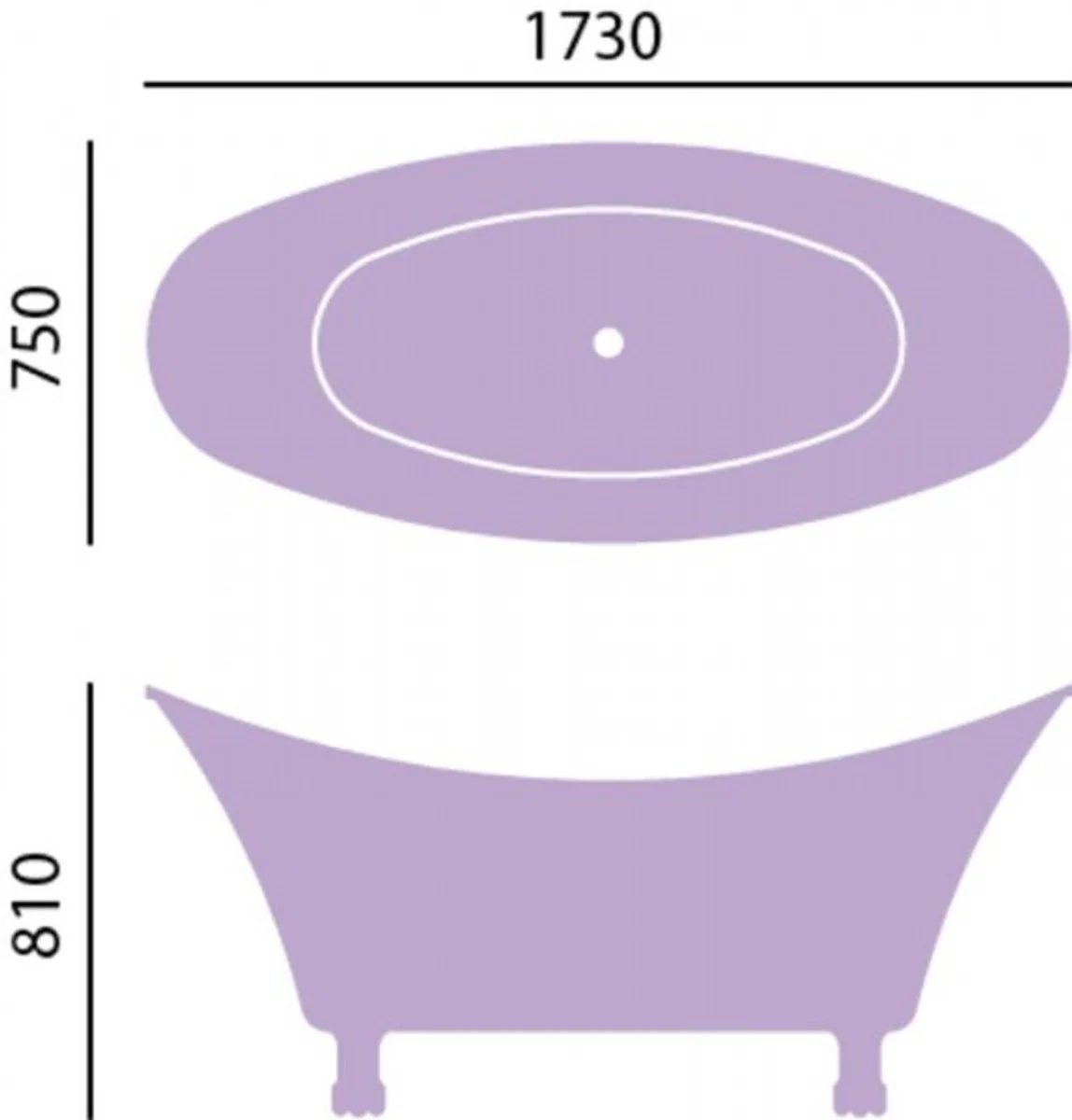 Jugendstil Badewanne freistehend Kupfereffekt Modell He-Lyd 1730mm - Freistehende Retro Antik Badewanne Barock Stil