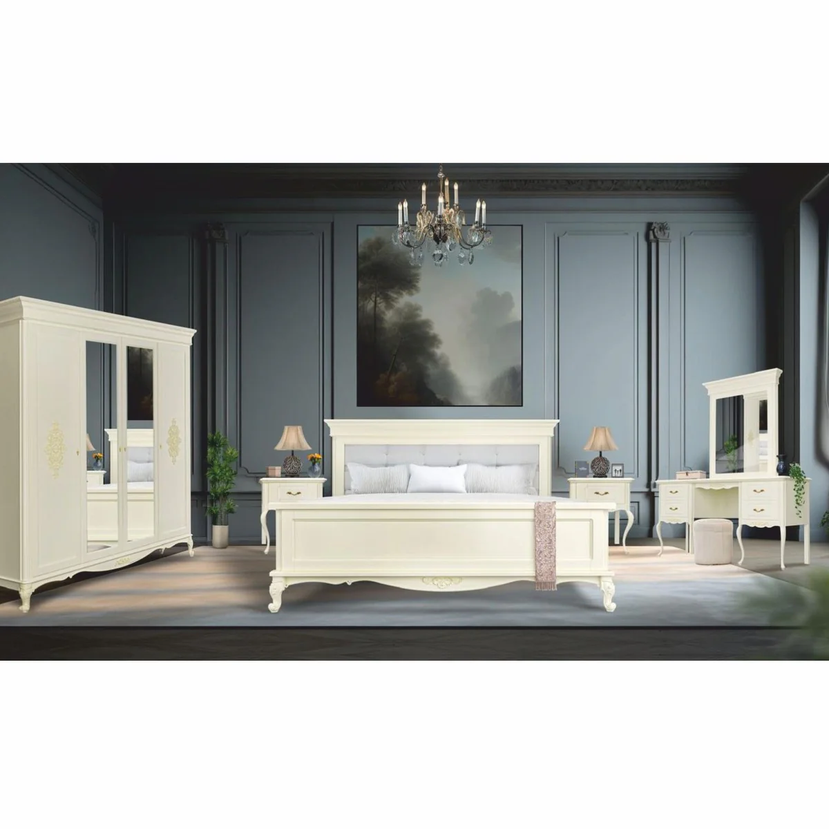 Luxus Barock Schlafzimmer Schrank Creme 248 cm - Barock Schlafzimmer Möbel