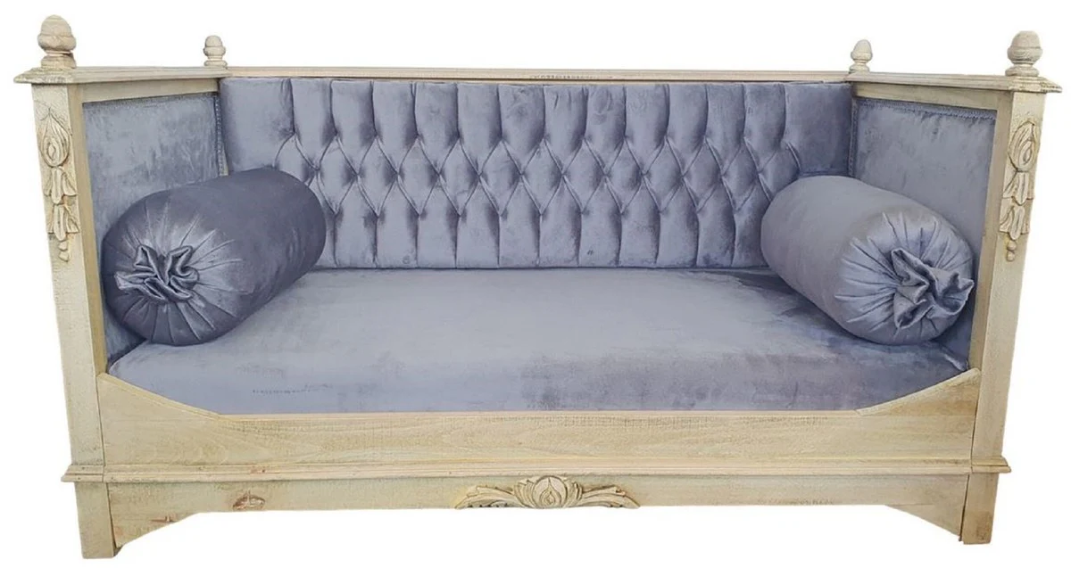 Barock Hundebett Grau / Creme - Prunkvolles Antik Stil Hundebett - Handgefertigte Hunde Möbel im Barockstil - Barock Tiermöbel - Antik Stil Tiermöbel