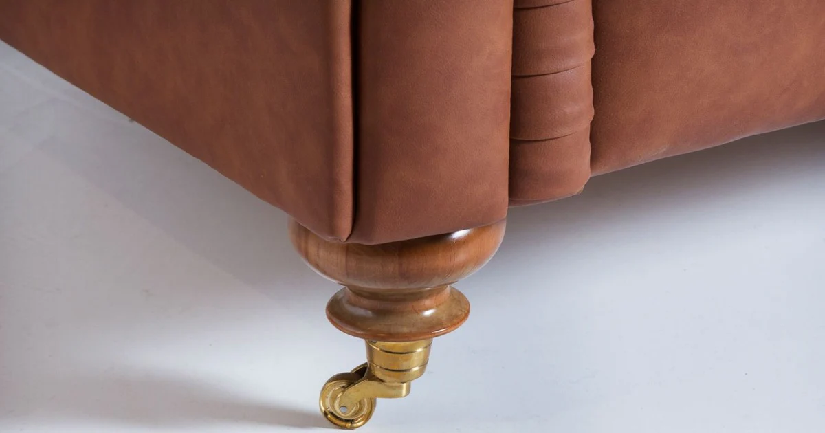 Luxus Chesterfield Sofa Braun 240 x 100 x H. 78 cm - Edles Wohnzimmer Sofa - Chesterfield Möbel