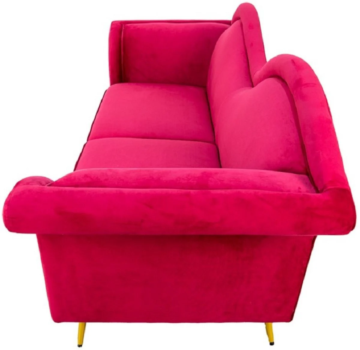 Luxus Designer 3er Sofa Rot / Gold 215 x 73 x H. 85 cm - Wohnzimmer Sofa - Wohnzimmer Möbel - Luxus Möbel - Designer Möbel - Wohnzimmer Einrichtung - Luxus Einrichtung