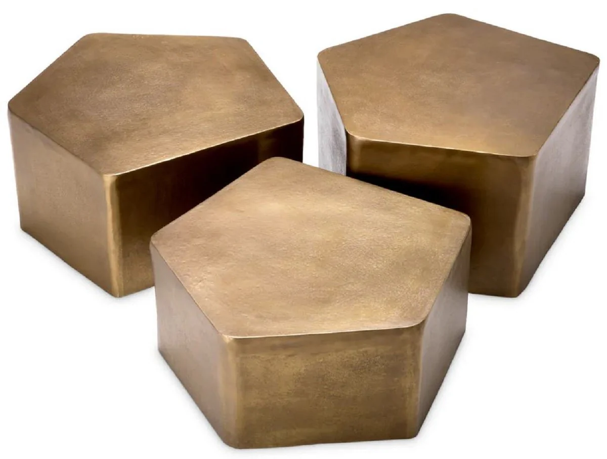 Luxus Aluminium Couchtisch 3er Set Vintage Messing