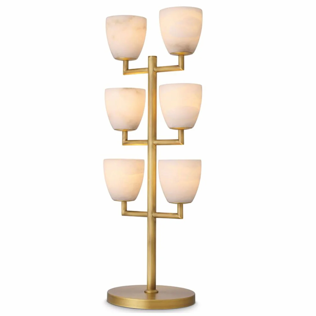 Luxus Tischleuchte Messing / Alabaster H. 81 cm - Luxus Leuchten