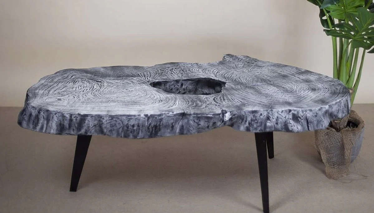 Luxus Couchtisch Grau / Schwarz 100 x 60 x H. 50 cm