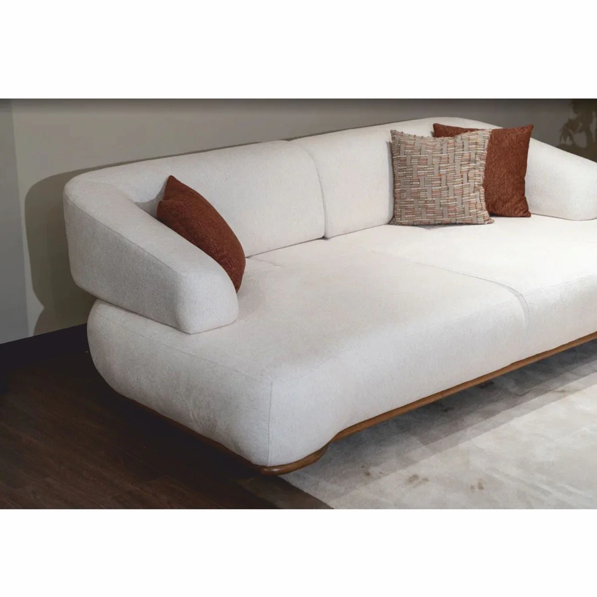 Luxus Sofa mit verstellbaren Rückenlehnen Weiß / Braun 240 cm - Luxus Möbel