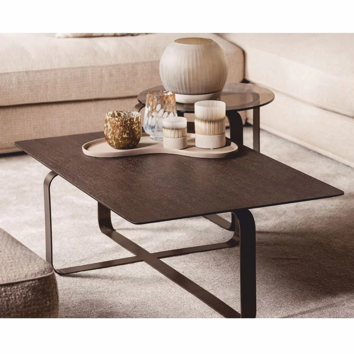 Luxus Couchtisch Set Dunkelbraun - Hotel & Wohnzimmer Möbel