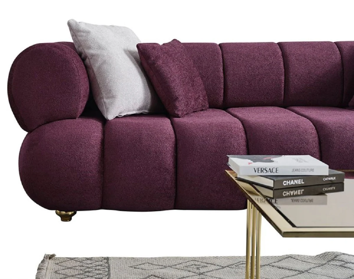 Luxus 4er Sofa Lila / Gold - Modernes Wohnzimmer Sofa - Moderne Wohnzimmer Möbel - Luxus Kollektion