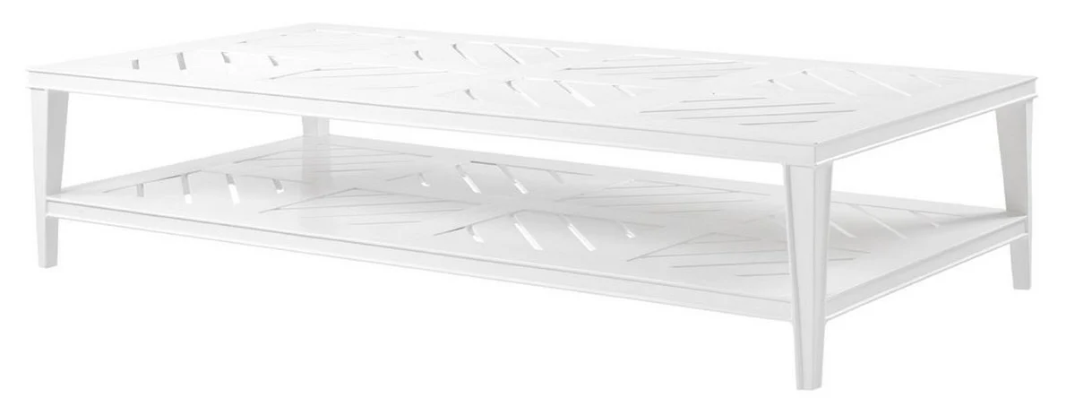 Luxus Couchtisch Weiß 180 x 90 x H. 42 cm - Rechteckiger Wohnzimmertisch aus hochwertigen strapazierbarem Aluminium - Gartentisch