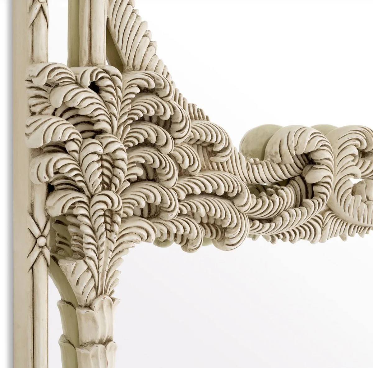 Luxus Mahagoni Wandspiegel Antik Weiß 95 x 9,5 x H. 229,5 cm - Rechteckiger Garderoben Spiegel - Wohnzimmer Spiegel - Garderoben Möbel - Wohnzimmer Möbel - Luxus Möbel