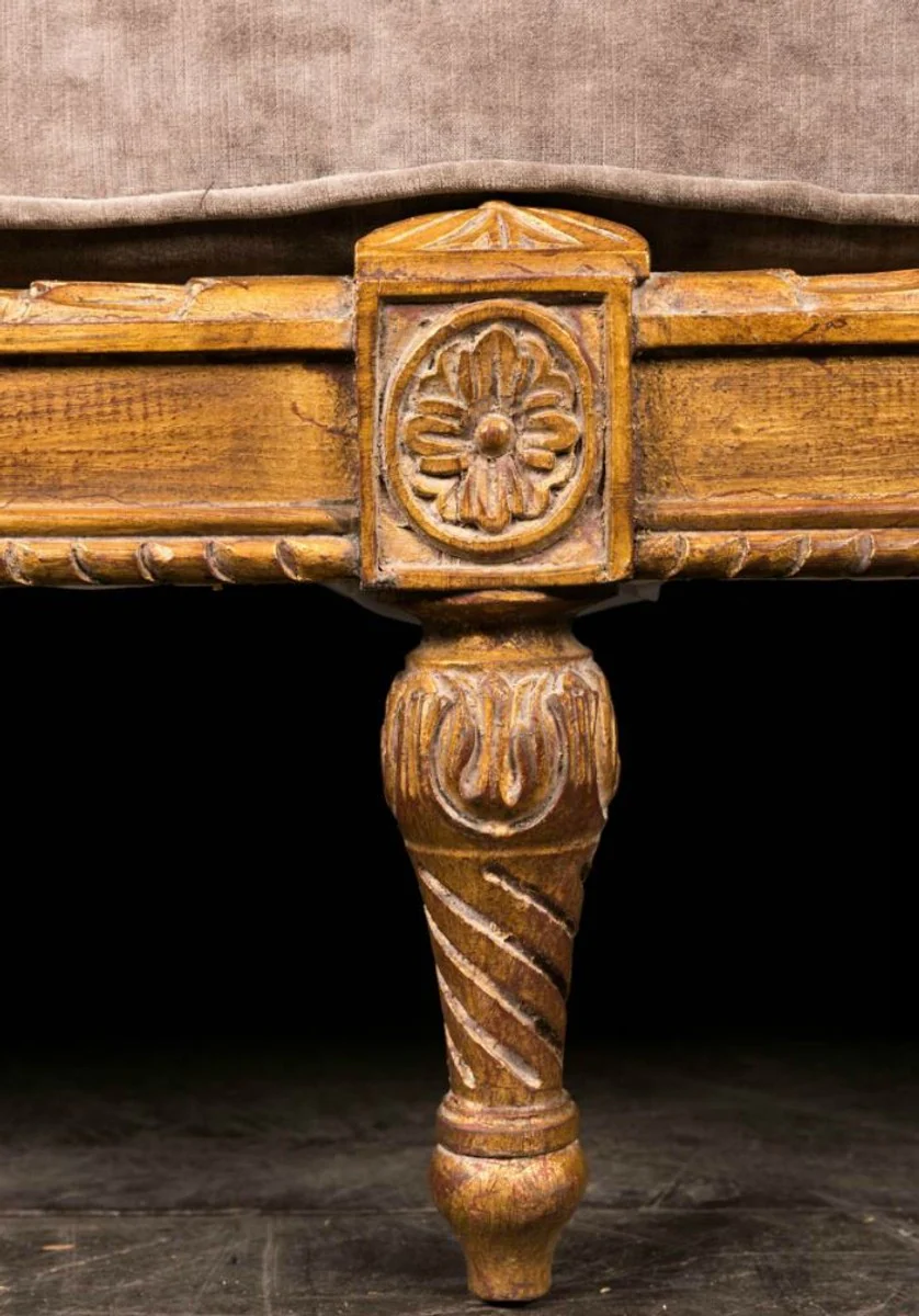 Luxus Barock Sofa mit Kissen Braun / Taupe 187 x 89 x H. 103 cm - Handgefertigtes Sofa im Antik Stil - Wohnzimmer Möbel