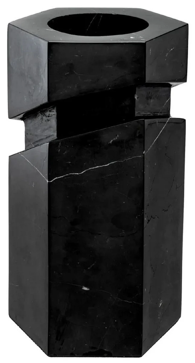 Philipp Plein Luxus Designer Marmor Deko Objekt Schwarz / Gold H. 36 cm