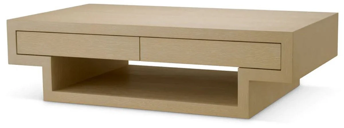 Luxus Couchtisch mit 4 Schubladen Beige 140 cm