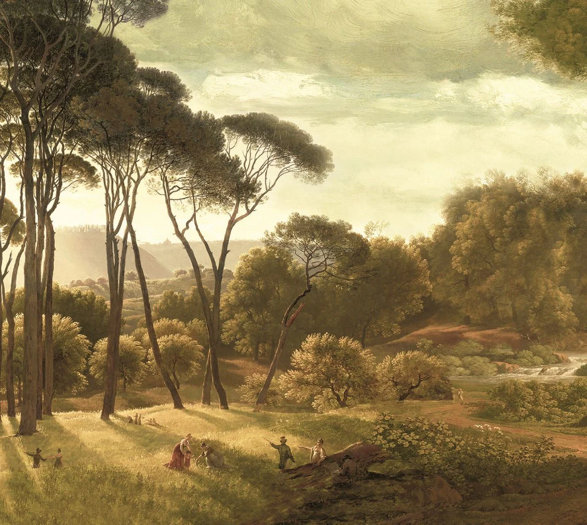 Luxus Vorhang Set Landschaft Mehrfarbig 250 x H. 290 cm - Bedruckte Leinen & Samt Vorhänge - Ösenvorhänge - Schiebevorhänge - Luxus Qualität