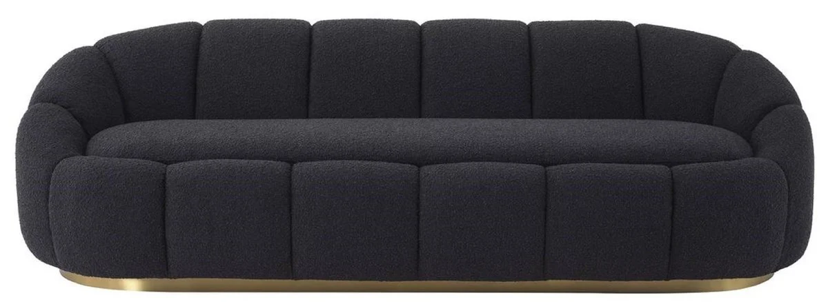 Luxus Sofa Schwarz / Messingfarben 230 x 80 x H. 71 cm - Wohnzimmer & Hotel Sofa - Wohnzimmer & Hotel Möbel - Luxus Qualität