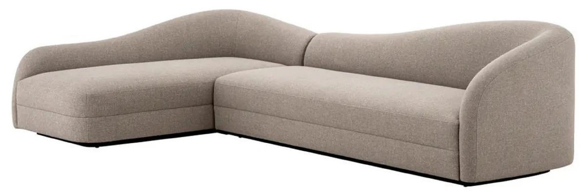 Luxus Ecksofa Greige / Schwarz 320 x 190 x H. 82 cm - Wohnzimmer Sofa - Wohnzimmer Möbel - Luxus Möbel - Luxus Einrichtung - Luxus Qualität