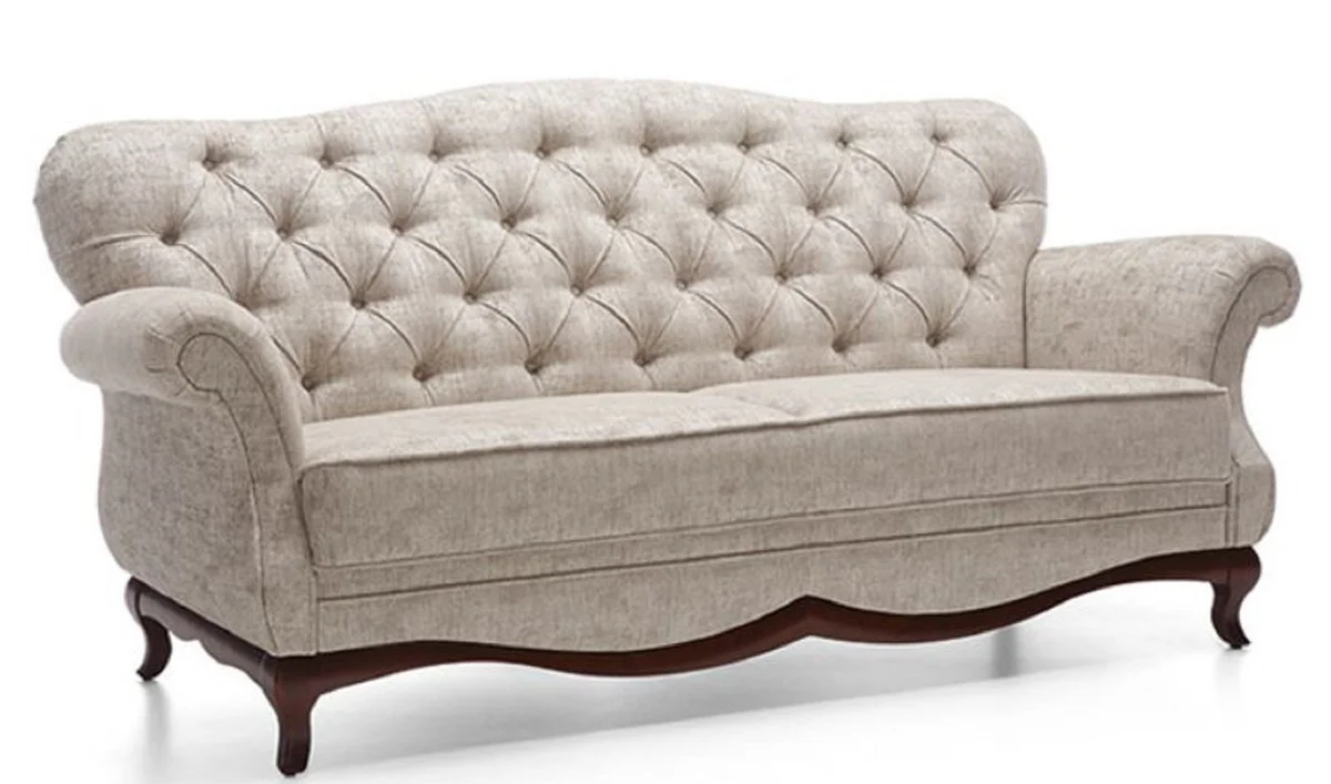 Luxus Art Deco Chesterfield Wohnzimmer Sofa Greige / Dunkelbraun 206 x 90 x H. 98 cm - Wohnzimmermöbel