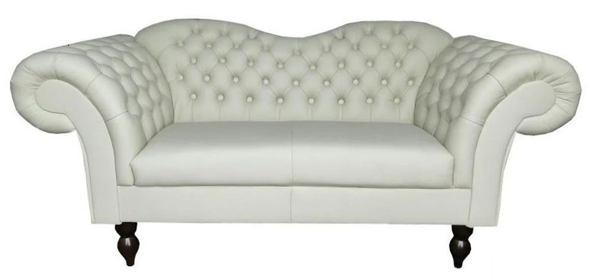 Chesterfield 2er Sofa Venedig - Echt Leder Weiß
