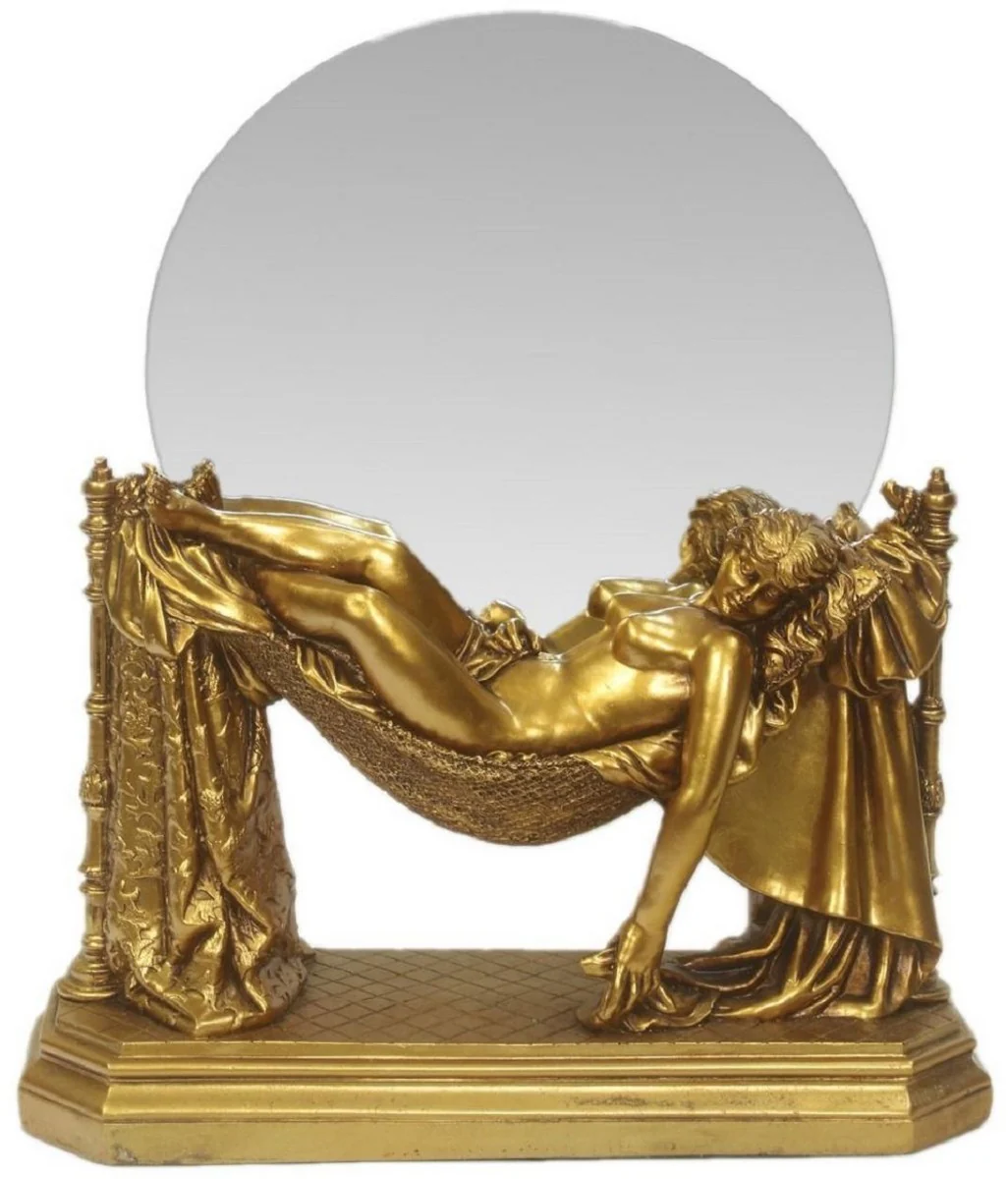 Barock Tischspiegel Gold 30 x H. 37 cm - Standspiegel - Schminkspiegel - Kosmetikspiegel - Kleiner Deko Spiegel im Barockstil