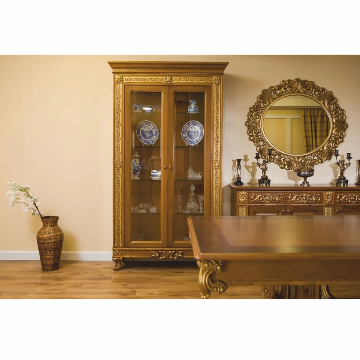 Luxus Barock Esstisch Braun / Gold 310 cm - Barock Esszimmer Möbel