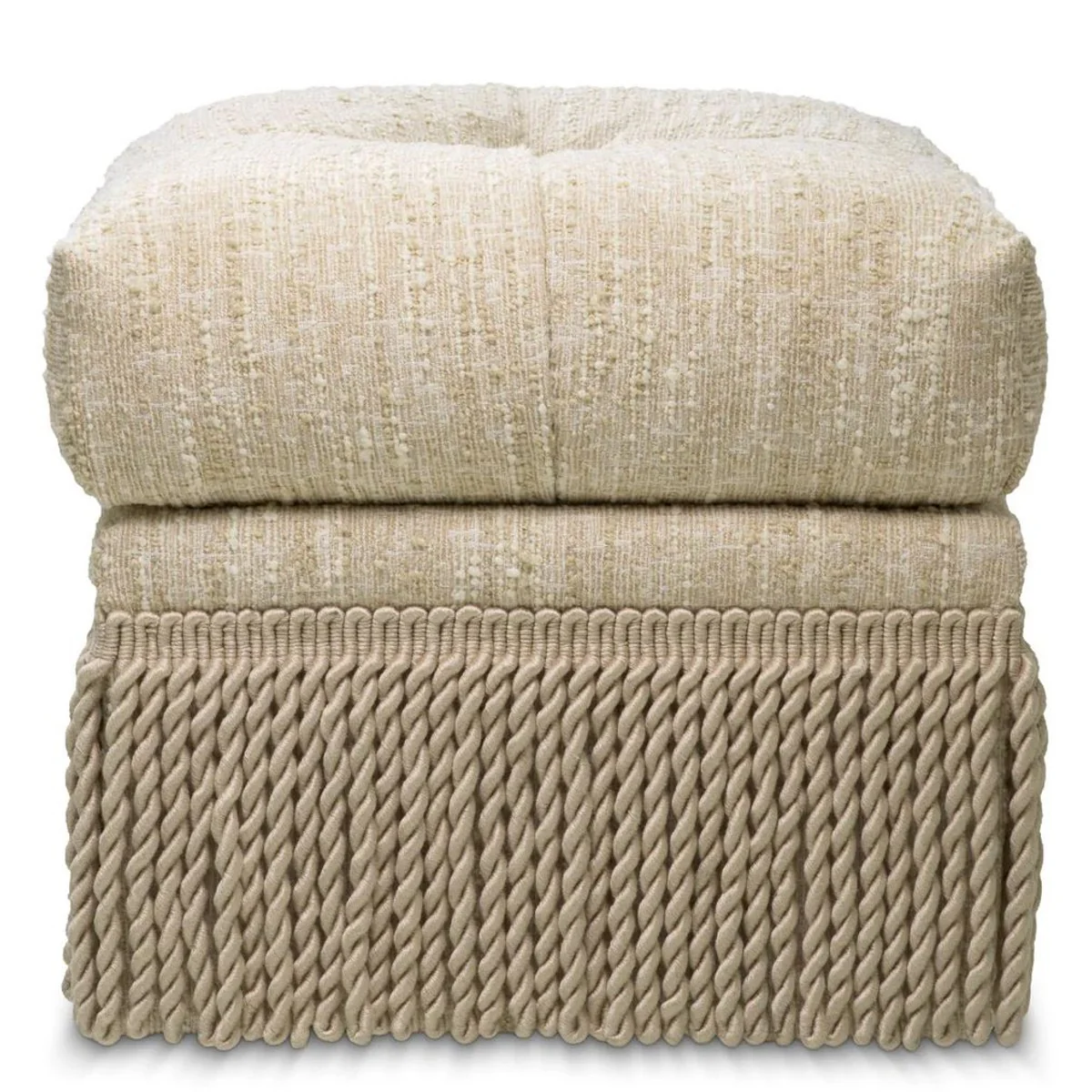 Luxus Hocker Creme 53 x 53 x H. 47 cm - Wohnzimmer & Hotel Sitzhocker