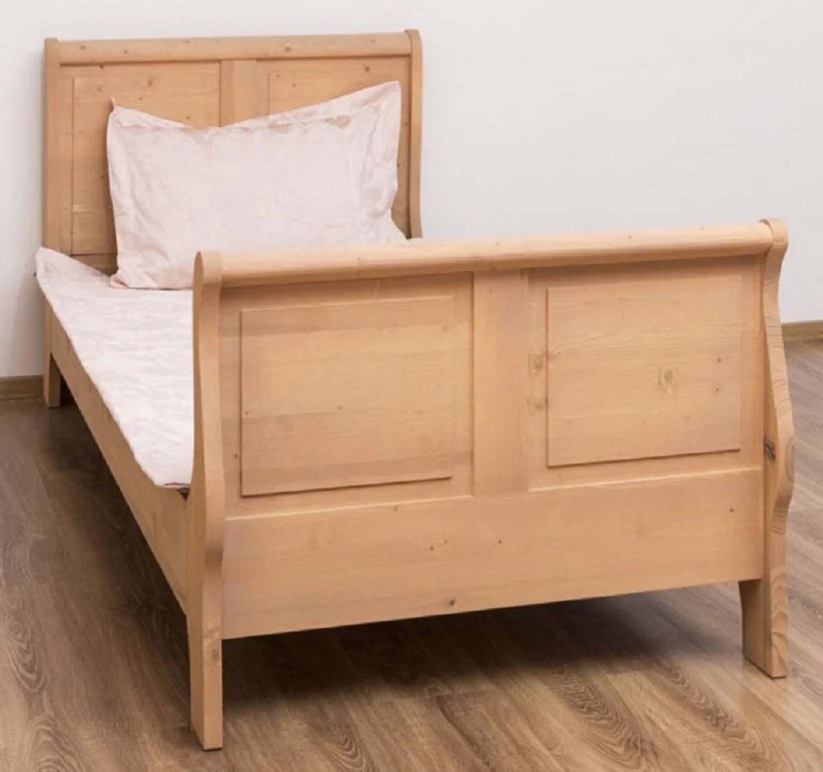 Landhausstil Bett Naturfarben 90 x 200 x H. 121 cm - Massivholz Einzelbett - Schlafzimmer Möbel im Landhausstil - Massivholz Schlafzimmer Möbel - Landhausstil Möbel