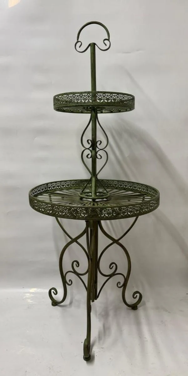 Jugendstil Metall Blumenetagere Antik Grün H. 140 cm - Garten Deko