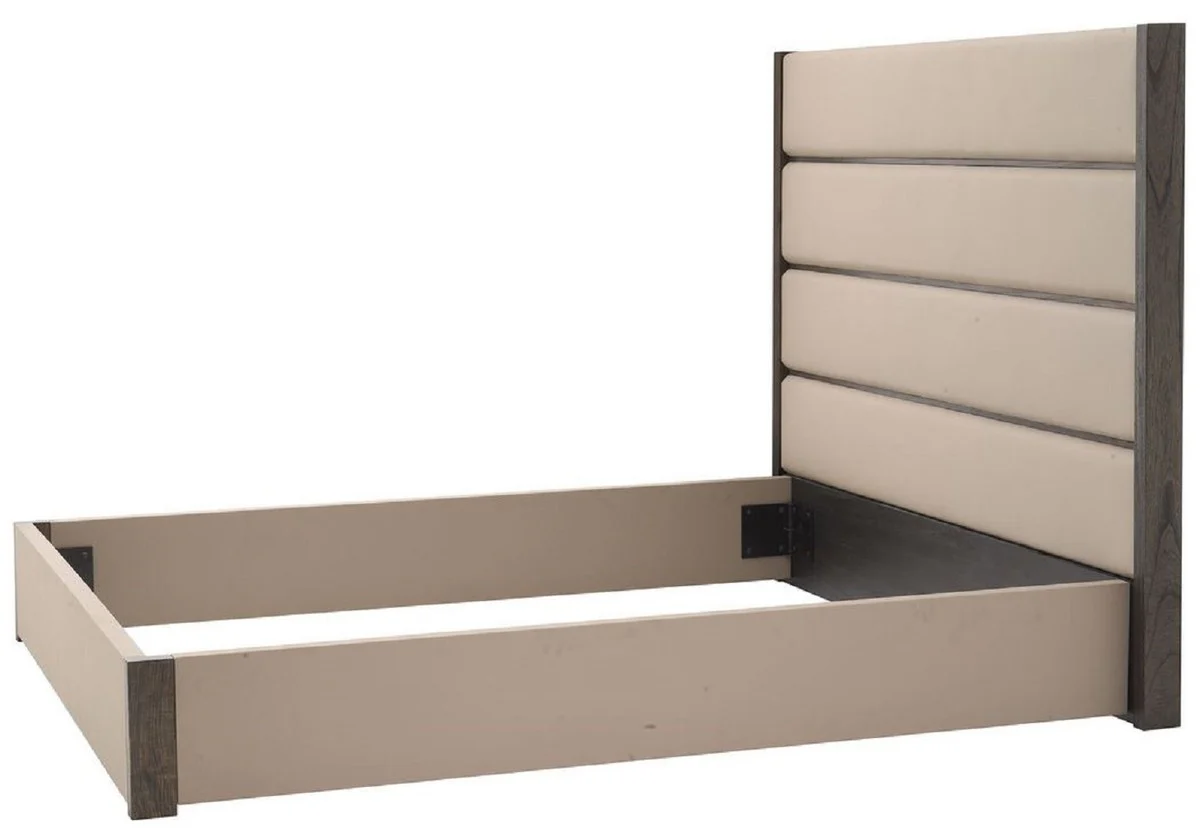 Luxus Doppelbett Rahmen mit Kopfteil Grau / Dunkelbraun 205,5 x 225 x H. 150,5 cm - Schlafzimmer Möbel - Hotel Möbel - Luxus Qualität