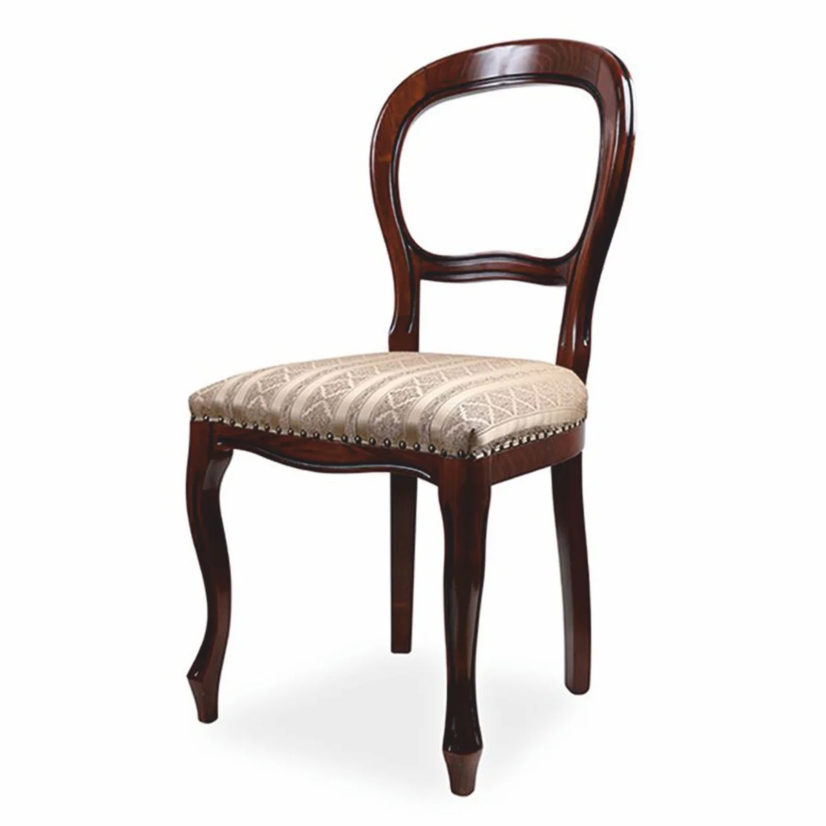 Luxus Barock Esszimmer Stuhl Gold / Dunkelbraun H. 97 cm - Esszimmer Möbel