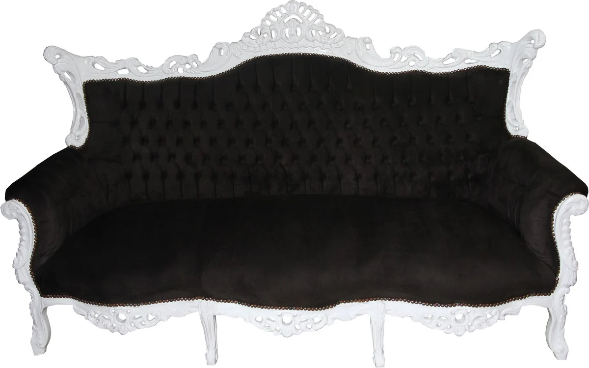 Barock 3-er Sofa Master Schwarz / Weiß - Wohnzimmer Möbel Couch Lounge - Limited Edition