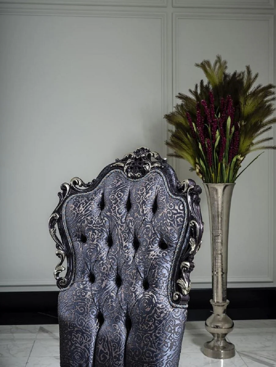 Luxus Barock Esszimmerstuhl Set Blau / Gold - Handgefertigtes Küchen Stühle 6er Set - Barock Esszimmer Möbel - Edel & Prunkvoll