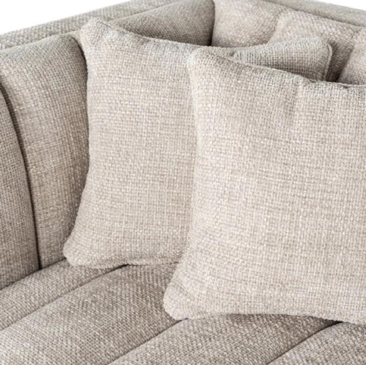 Luxus Samt Sofa Naturfarben / Schwarz 255 x 91 x H. 77 cm - Wohnzimmer Sofa mit 4 Kissen - Wohnzimmer Möbel - Luxus Möbel - Wohnzimmer Einrichtung - Luxus Einrichtung - Luxus Qualität