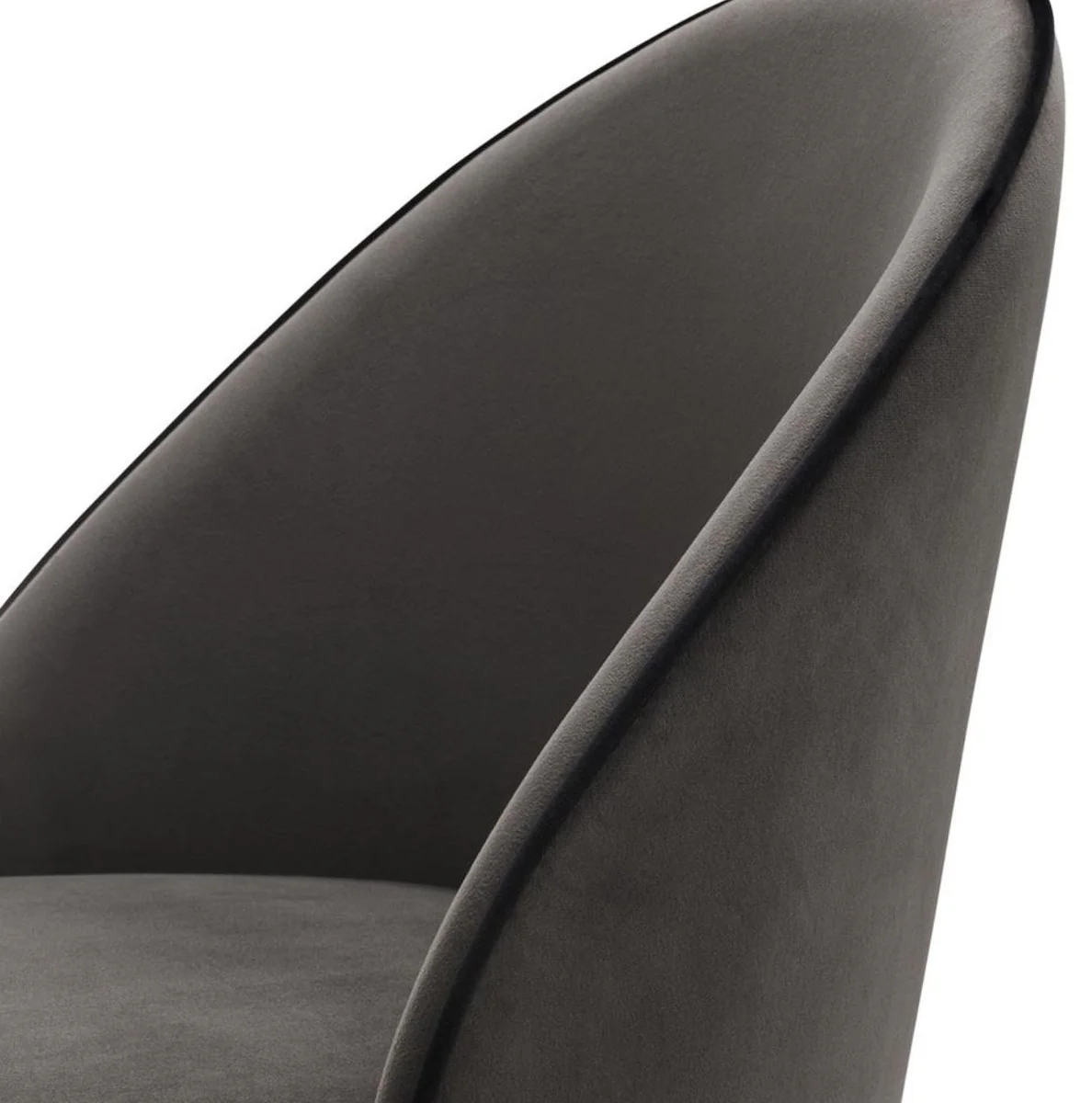 Luxus Esszimmerstuhl Set Dunkelgrau / Schwarz / Messing 55 x 64 x H. 83 cm - Esszimmermöbel - Luxus Kollektion