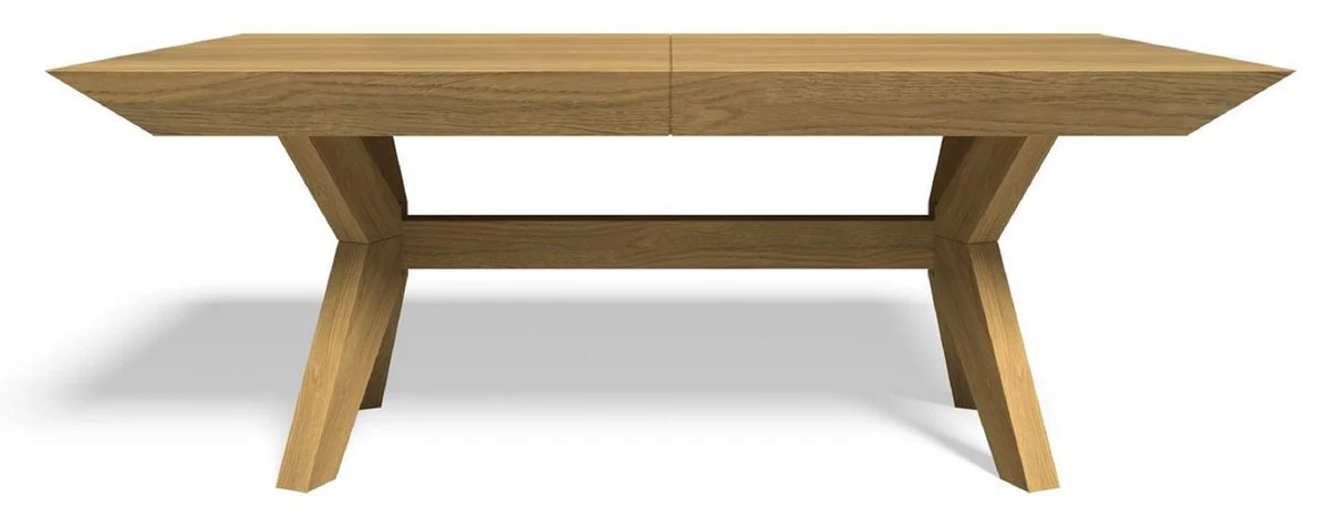 Luxus Esstisch Naturfarben 190-382 x 110 x H. 77 cm - Ausziehbarer Massivholz Küchentisch - Esszimmer Möbel - Massivholz Möbel - Luxus Möbel