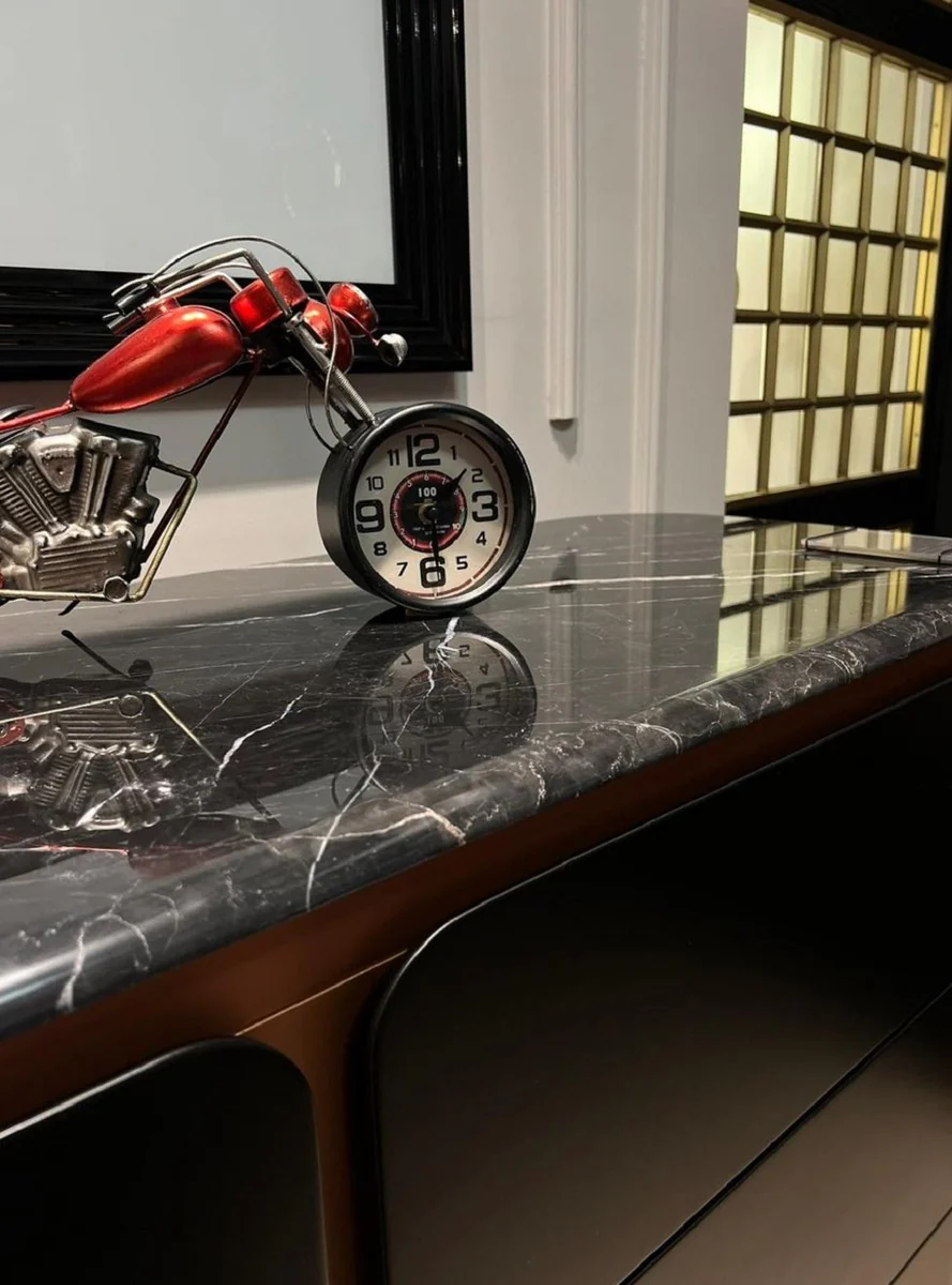 Luxus Massivholz Kommode mit 6 Schubladen Schwarz / Kupfer 150 x 50 x H. 90 cm - Schlafzimmer Kommode - Schlafzimmer Möbel - Luxus Möbel - Luxus Einrichtung - Möbel Luxus