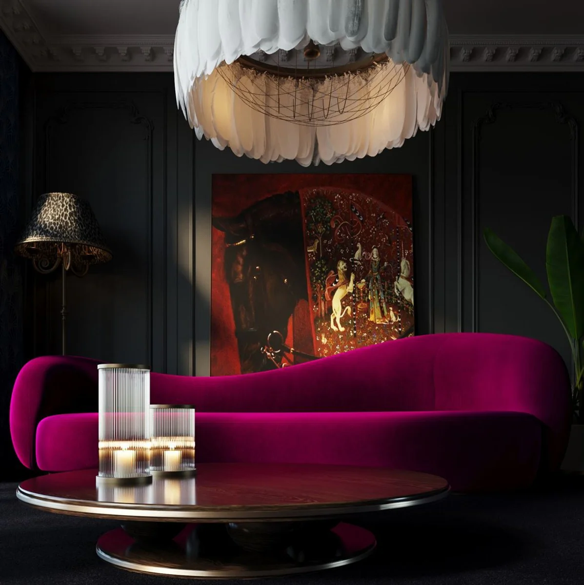 Luxus Samt Sofa Lila 280 cm - Wohnzimmer Sofa & Hotel Möbel