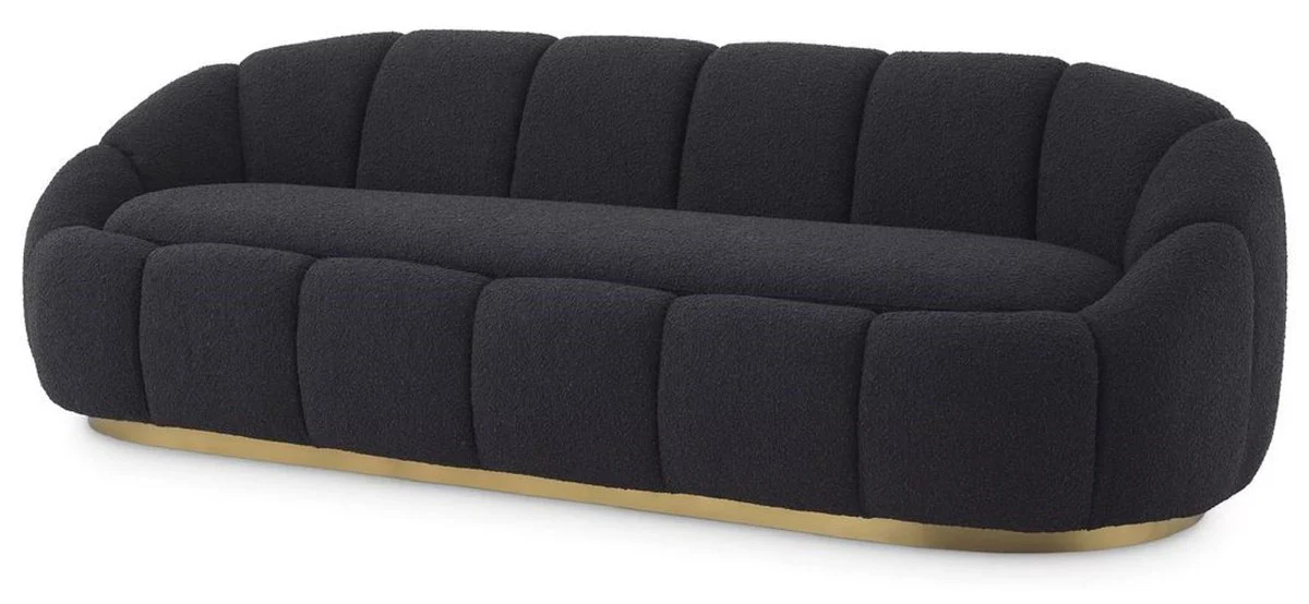 Luxus Sofa Schwarz / Messingfarben 230 x 80 x H. 71 cm - Wohnzimmer & Hotel Sofa - Wohnzimmer & Hotel Möbel - Luxus Qualität