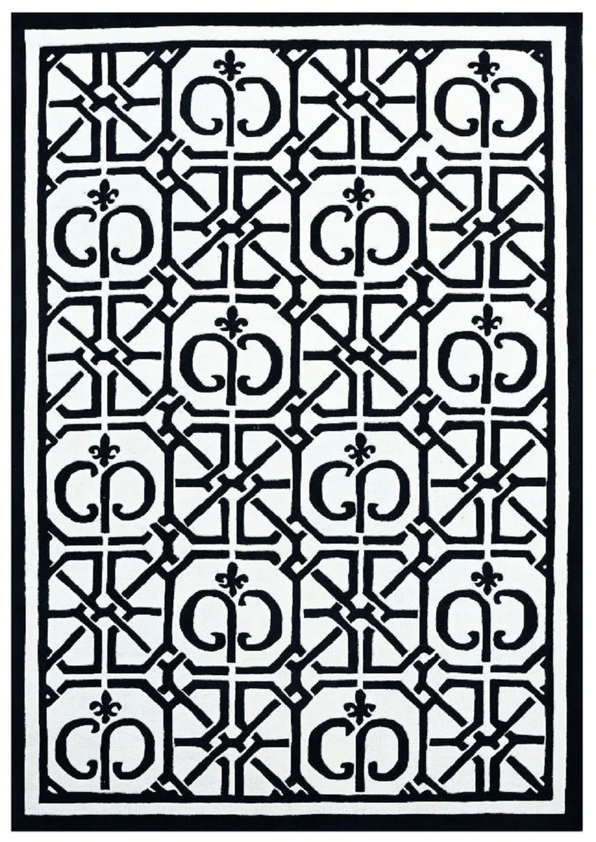 Luxus Barock Teppich Weiß / Schwarz 200 x 300 cm - Barock Interior
