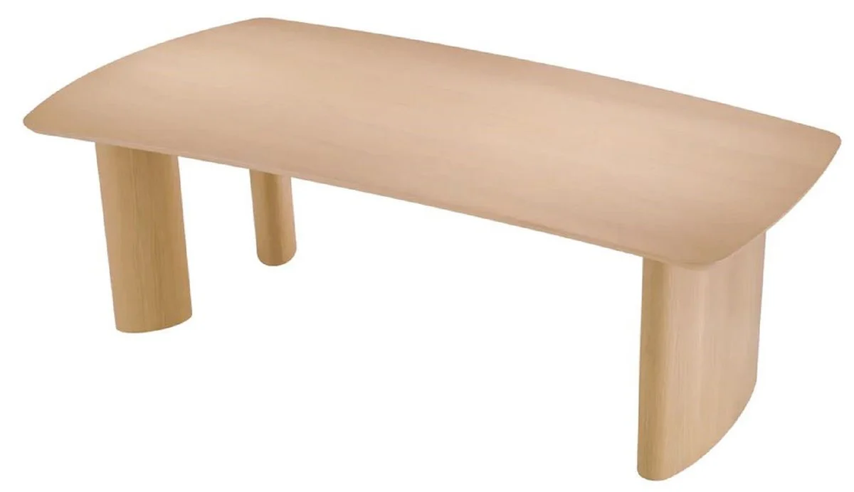 Luxus Esstisch Naturfarben 230 x 120 x H. 76,5 cm - Massivholz Küchentisch mit leicht gebogener Tischplatte - Esszimmer Möbel - Küchen Möbel - Luxus Möbel - Luxus Einrichtung
